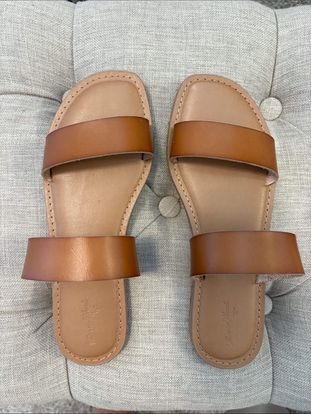 Universal Thread Women's Double-Strap Slide Sandals in Brown